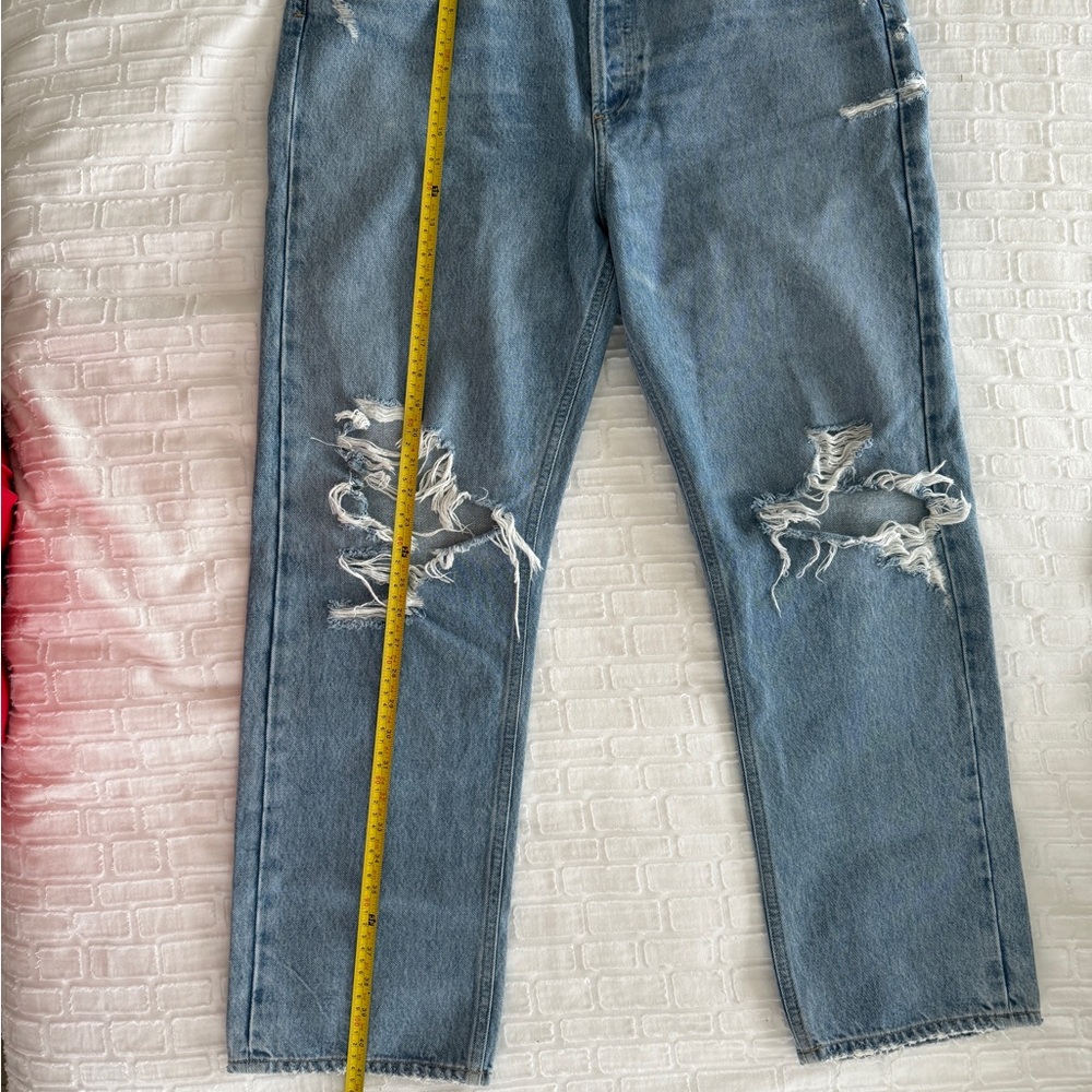 AGOLDE 90’s Mid Rise Button Fly Distressed Jeans, Size 31 - Picture 10 of 14